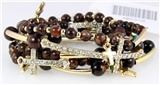 4030630 Stacking Beaded Cross Stretch Bracelet Set 5 Pieces Christian Jesus B...