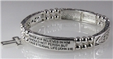 4030706 John 3:16 Stretch Bracelet Cross Charm For God So Loved The World Scr...