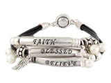 4030740 Faith Believe Blessed Strand Bracelet Beaded Knotted Cord Wrap