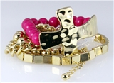 4030743 Chain and Bead Stacking Cross Stretch Bracelet Christian Fashion