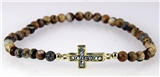 4030775 Petite Beaded Cross Stretch Bracelet Marbleized Simulated Stone Chris...