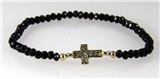 4030776 Black Beaded Cross Stretch Bracelet Christian Fashion Scripture Relig...