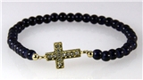 4030778 Petite Beaded Cross Stretch Bracelet Marbleized Simulated Stone Chris...