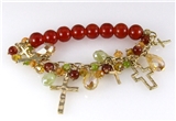 4030781 Beaded Cross Charm Stretch Bracelet Christian Fashion