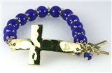 4030784 Beaded Cross Charm Stretch Bracelet Christian Fashion