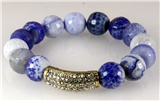 4030787 Fashion Blue Bead Marbelized CZ Diamond Stretch Bracelet