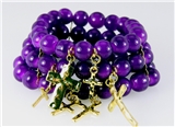 4030794 Beaded Cross Charm Stretch Bracelet Christian Stacking Fashion