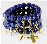 4030795 Beaded Cross Charm Stretch Bracelet Christian Stacking Fashion