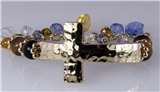4030805 Beaded Cross Stretch Bracelet with Chain Christian Religious Fashion
