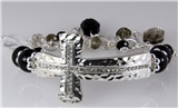 4030807 Beaded Cross Stretch Bracelet with Chain Christian Religious Fashion