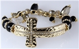 4030812 Beaded Cross Stretch Bracelet with Chain Christian Religious Fashion