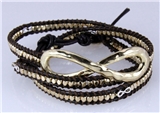 4030823 Infinity Leather Wrap Bracelet Eternity Symbol Bead Beaded Style Fashion