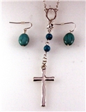 4030831 Christian Cross Necklace & Earring Set Religious Scripture Bible Jesus