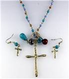 4030833 Christian Cross Necklace & Earring Set Religious Scripture Bible Jesus