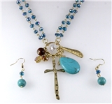 4030834 Christian Cross Necklace & Earring Set Religious Scripture Bible Jesus