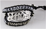 4030838 LOVE Leather & Bead Wrap Bracelet Valentines Gift Present Jewelry