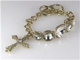 4030843 Cross Bracelet with Chain and BLING Rhinestones Fashion Jewelry