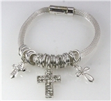 4030844 Cross Charm Bracelet Magnetic Christian Jesus Religious Inspirational