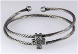 4030847 Steel Wire Coil Cross Bracelet Adjustable Cable Jesus Christian Relig...