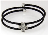 4030848 Steel Wire Coil Cross Bracelet Adjustable Cable Jesus Christian Relig...
