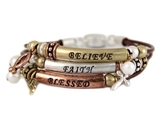 4030854 Faith Believe Blessed Strand Bracelet Beaded Knotted Cord Wrap