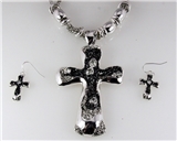 4030858 Beautiful Cross and Earring Set Lava or Geodes Type Design Christian ...
