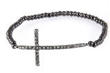 4030867 Petite Hematite Sideways Cross Stretch Bracelet Christian Fashion Sid...