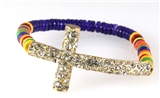 4030878 Rainbow Bead Cross Stretch Bracelet Faith Fashion Beads Beaded Inspir...