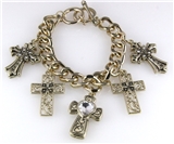 4030887 Stunning Chain Link Cross Bracelet Charms Heavy Christian Fashion