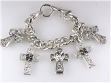 4030888 Stunning Chain Link Cross Bracelet Charms Heavy Christian Fashion