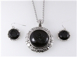 4030895 Black Drusy Quartz Look Necklace and Earring Set Designer Inspired