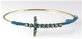 4030901 Cross Bangel Bracelet with Thread Woven Christian Fashion