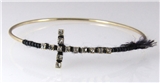 4030903 Cross Bangel Bracelet with Thread Woven Christian Fashion