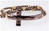4030912 Chocolate Copper Tone Beaded Cross Bracelet Christian Jesus Fashion R...