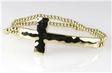 4030926 Simple Double Strand Beaded Cross Stretch Bracelet Beads Faith Christian