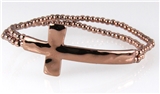 4030929 Simple Double Strand Beaded Cross Stretch Bracelet Beads Faith Christian