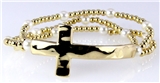 4030930 Simple Triple Strand Beaded Cross Stretch Bracelet Christian Faith Fa...