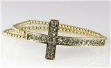 4030932 Simple Double Strand Beaded Cross Stretch Bracelet Beads Faith Christian