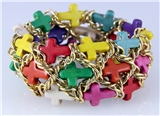 4030939 Stunning Multi Color Cross & Wire Weave Stretch Bracelet Christian Ch...