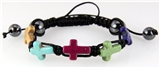 4030940 Stunning Multi Color Cross Shamballa Adjustable Bracelet Christian Re...