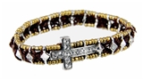 4030964 Beautiful Macrame Knit Cross Stretch Bracelet Rhinestones Christian Fashion