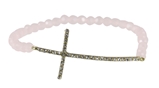 4030976 Simple Pink Beaded Cross Stretch Bracelet Petite Size