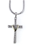 4031008 2 Tone Heart & Cross Necklace Christian Fashion High Quality Religious