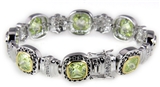 4031029 Very High Quality Olive GreenTennis Bracelet CZ Fashion 2 Tone