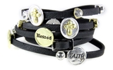4031036 Leather Wrap Christian Cross Bracelet Live Faith Believe Religious In...
