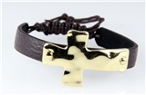 4031039 Adjustable Leather Cross Bracelet Christian Knot Religious Band Macrame'