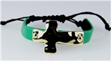 4031040 Adjustable Leather Cross Bracelet Christian Knot Religious Band Macrame'