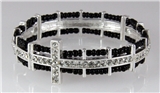 4031041 Beaded Christian Cross Stretch Bracelet Sparkling Rhinestones Religio...