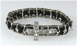 4031042 Beaded Christian Cross Stretch Bracelet Sparkling Rhinestones Religio...