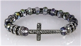 4031044 Beautiful Iridescent Beaded Cross Stretch Bracelet Rhinestone Christi...